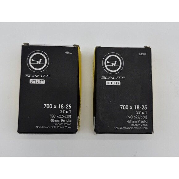 2 Pack Sunlite Utili-T Standard Presta Valve Tubes 700x18-25 (27x1) 48mm - Picture 1 of 3